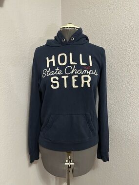 Hollister Navy Logo Patch Pullover